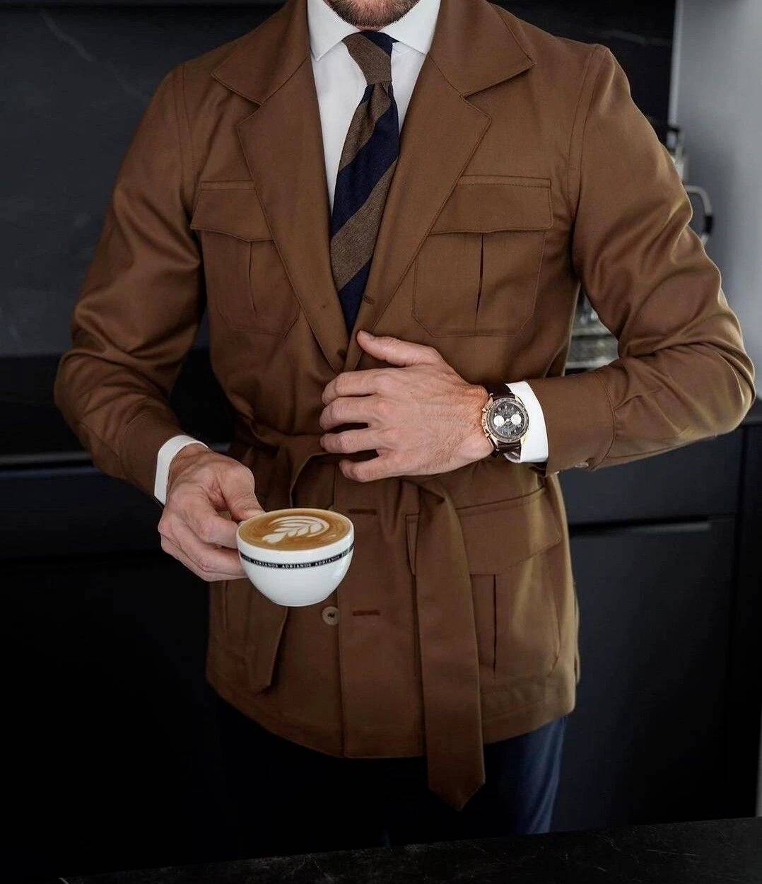 Vintage Italian Mens Belted Bl - Safari Outdoor Hunting Jackets recension och pris
