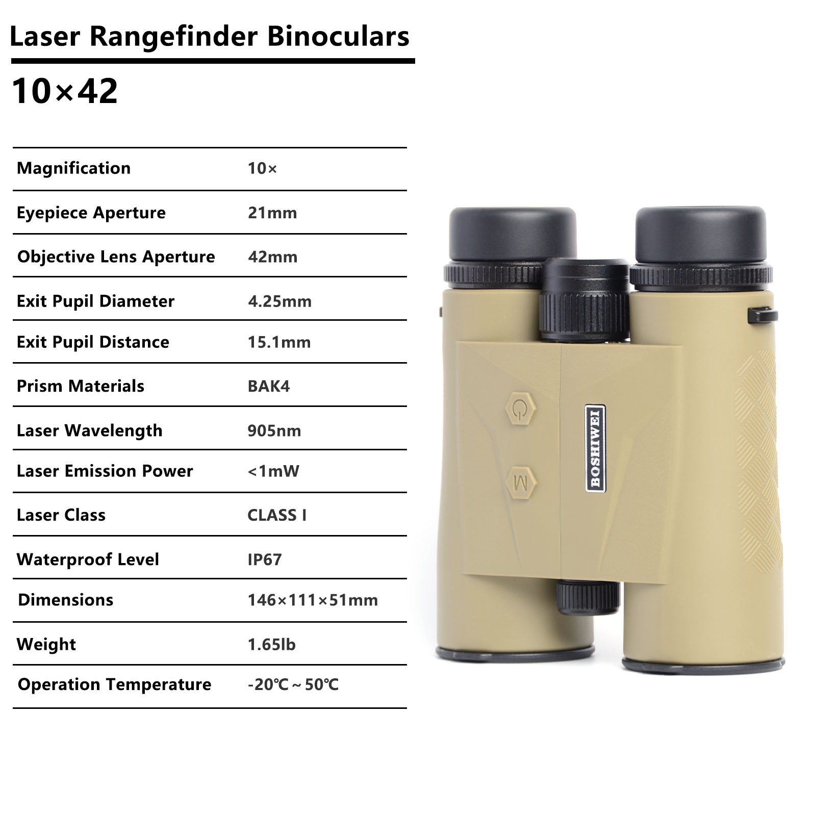 BOSHIWEI 10x42 HD Laser Rangef - Hunting Outdoor Jobs recension och pris