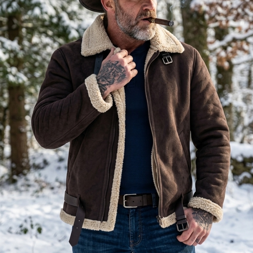 Men Winter Faux Suede Jacket F - Hunting Outdoor Jacket recension och pris