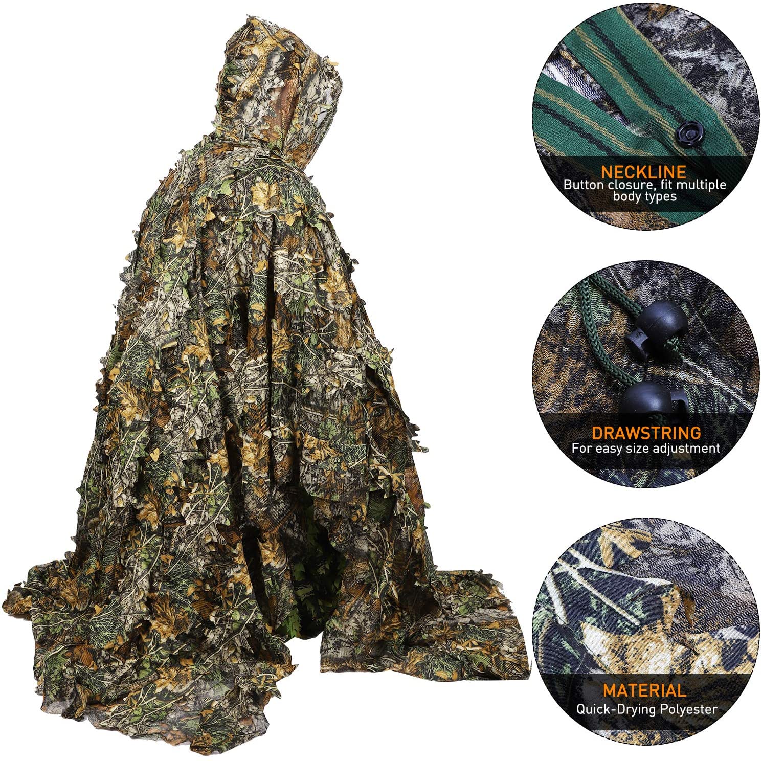 Camouflage Ghillie Poncho 3D L - Ghillie Suit Woodland recension och pris