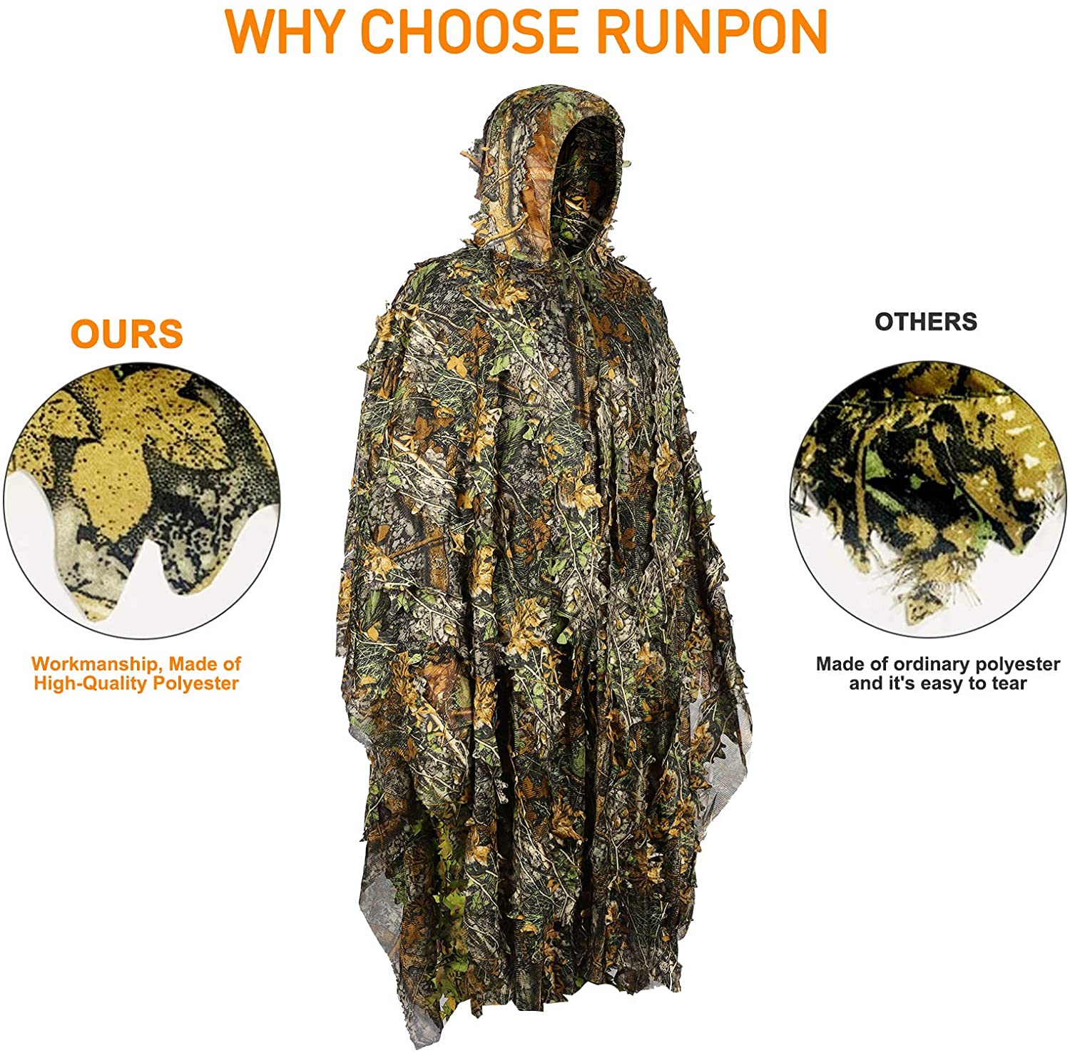 Camouflage Ghillie Poncho 3D L - Ghillie Suit Woodland recension och pris
