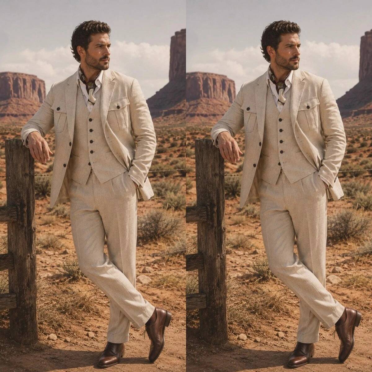 Beige Linen 3 Piece Safari Sui - Safari Outdoor Hunting Jackets recension och pris